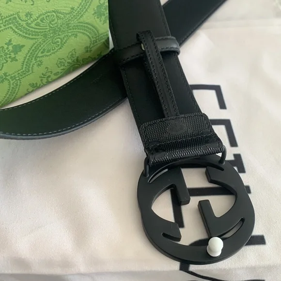 Gucci Black Monogram Belt